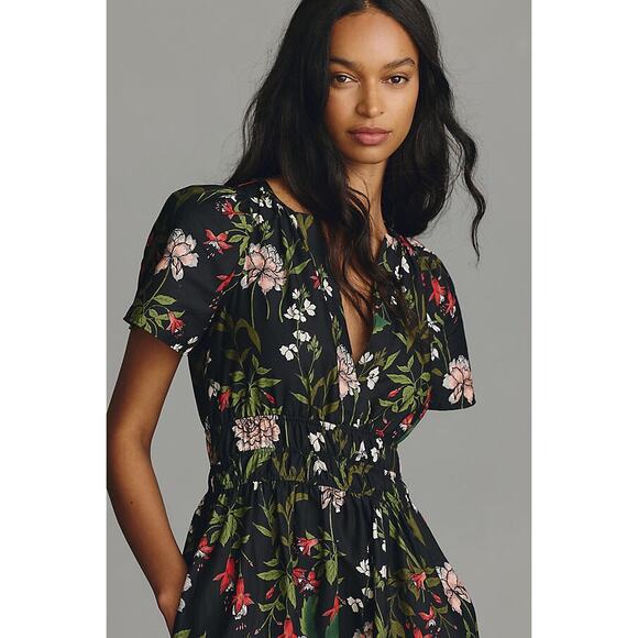 Anthropologie Maeve The Somerset Maxi Dress Black Floral - Picture 2 of 11